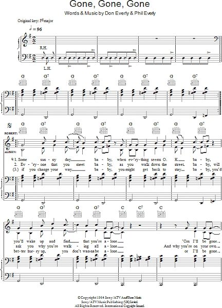 open zoom image for Gone, Gone, Gone (Done Moved On) - Piano/Vocal/Guitar, New, Main
