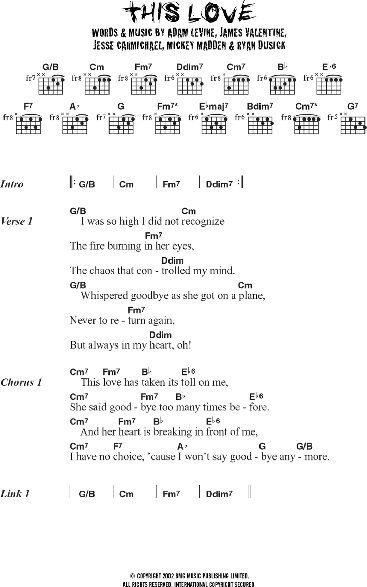 open zoom image for This Love - Guitar Chords/Lyrics, New, Main