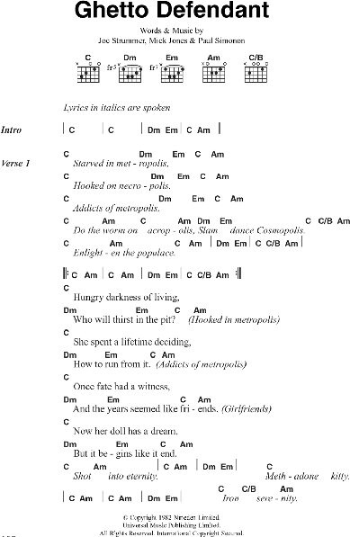 open zoom image for Ghetto Defendant - Guitar Chords/Lyrics, New, Main