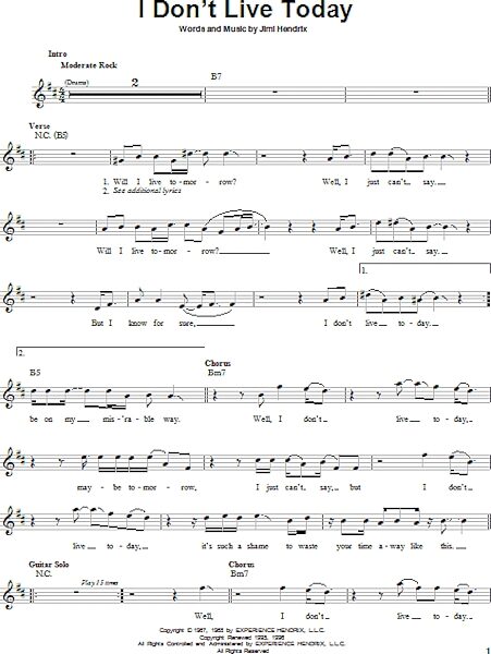 open zoom image for I Don't Live Today - Easy Guitar, New, Main