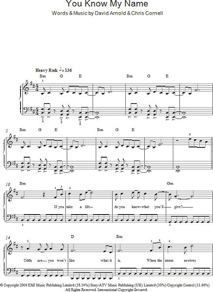 open zoom image for You Know My Name (Theme from James Bond: Casino Royale) - Easy Piano, New, Main