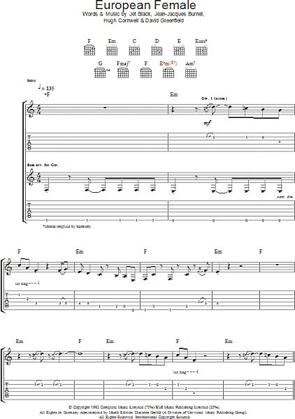 open zoom image for European Female - Guitar TAB, New, Main