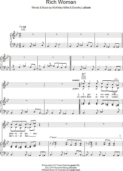 open zoom image for Rich Woman - Piano/Vocal/Guitar, New, Main