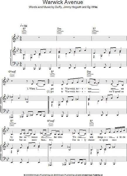 open zoom image for Warwick Avenue - Piano/Vocal/Guitar, New, Main