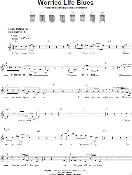 open zoom image for Worried Life Blues - Easy Guitar, New, Main