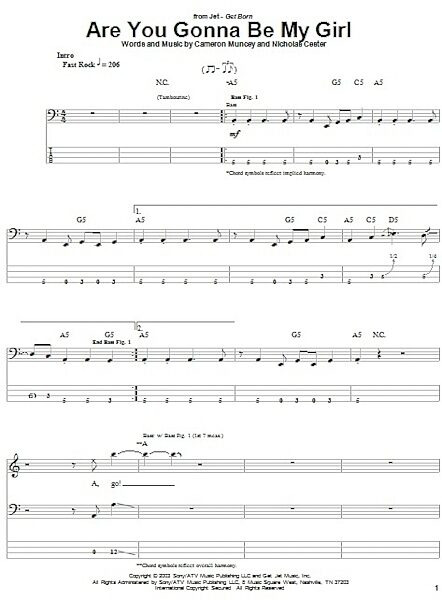 open zoom image for Are You Gonna Be My Girl - Bass Tab, New, Main