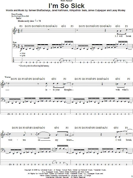 open zoom image for I'm So Sick - Bass Tab, New, Main