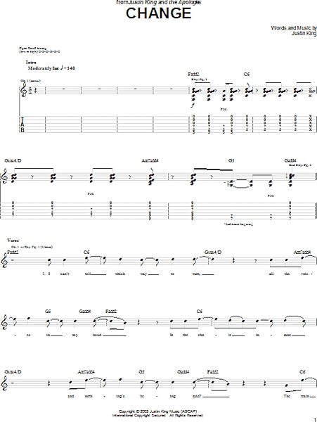 open zoom image for Change - Guitar TAB, New, Main