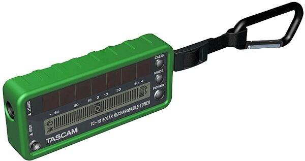 open zoom image for TASCAM TC1S Solar Powered Guitar and Bass Tuner, Green