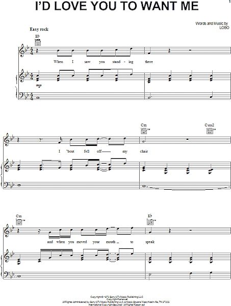 open zoom image for I'd Love You To Want Me - Piano/Vocal/Guitar, New, Main