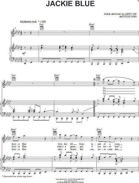 open zoom image for Jackie Blue - Piano/Vocal/Guitar, New, Main