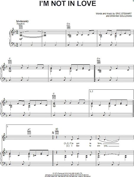 open zoom image for I'm Not In Love - Piano/Vocal/Guitar, New, Main