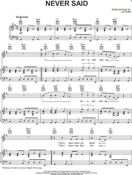 open zoom image for Never Said - Piano/Vocal/Guitar, New, Main
