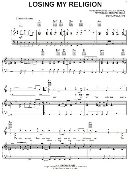 open zoom image for Losing My Religion - Piano/Vocal/Guitar, New, Main