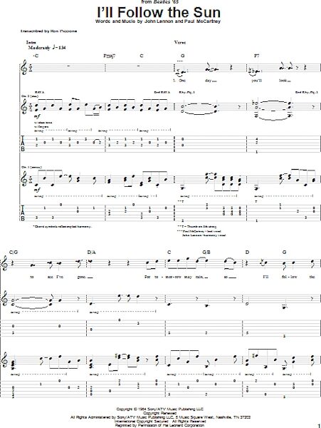 open zoom image for I'll Follow The Sun - Guitar TAB, New, Main