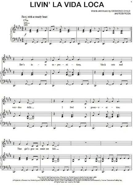 open zoom image for Livin' La Vida Loca - Piano/Vocal/Guitar, New, Main