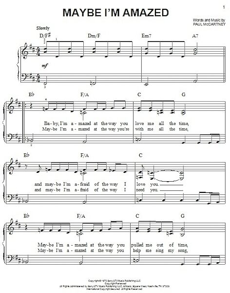 open zoom image for Maybe I'm Amazed - Easy Piano, New, Main