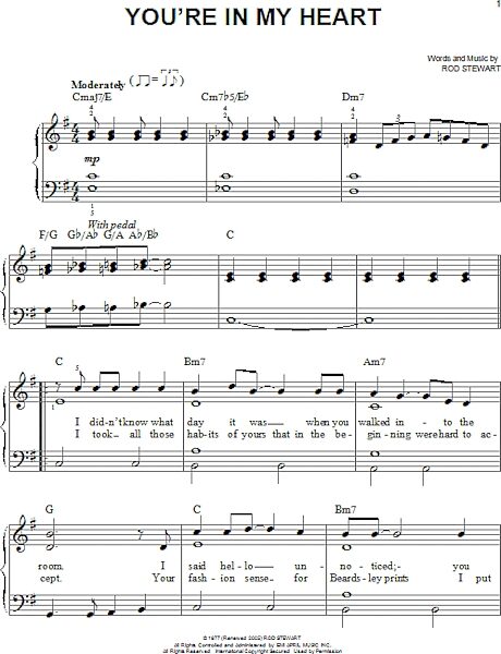 open zoom image for You're In My Heart - Easy Piano, New, Main