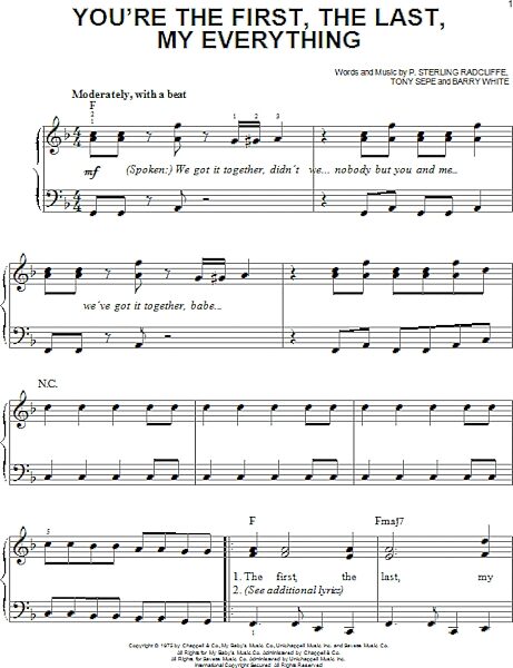 open zoom image for You're The First, The Last, My Everything - Easy Piano, New, Main