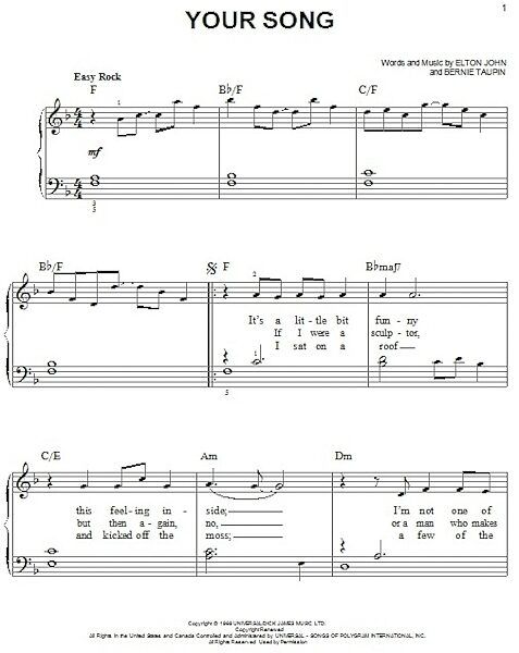 open zoom image for Your Song - Easy Piano, New, Main