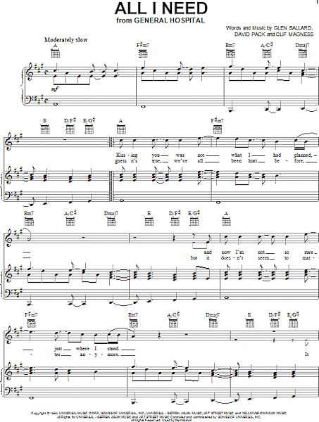 open zoom image for All I Need - Piano/Vocal/Guitar, New, Main
