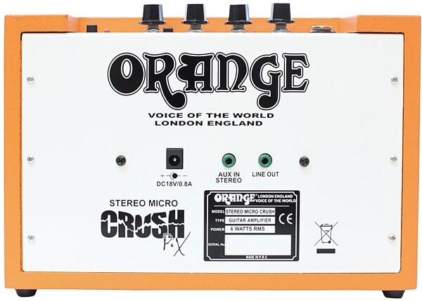 open zoom image for Orange CR6S Micro Crush PiX Mini Guitar Combo Amplifier (6 Watts, 2x4"), Rear