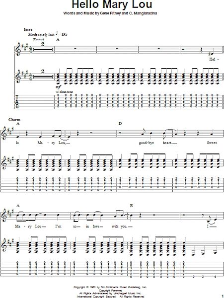 open zoom image for Hello Mary Lou - Guitar Tab Play-Along, New, Main