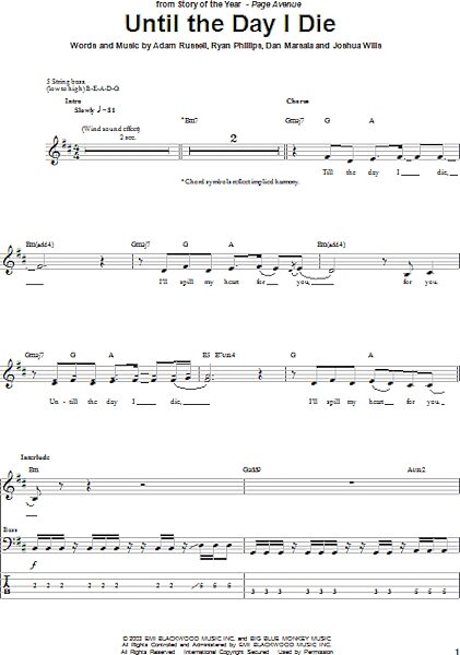 open zoom image for Until The Day I Die - Bass Tab, New, Main