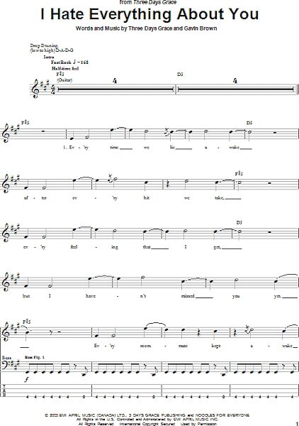 open zoom image for I Hate Everything About You - Bass Tab, New, Main
