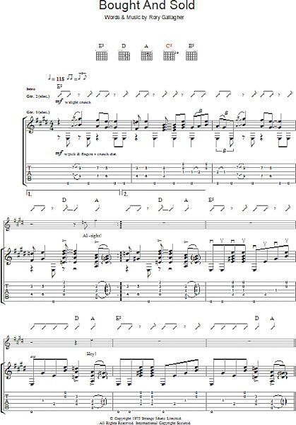 open zoom image for Bought And Sold - Guitar TAB, New, Main