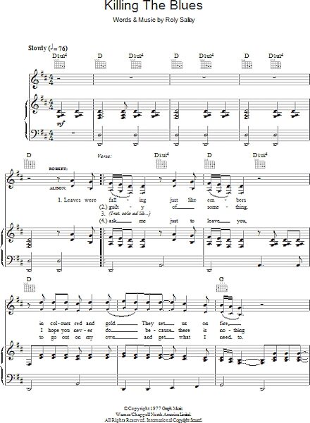 open zoom image for Killing The Blues - Piano/Vocal/Guitar, New, Main