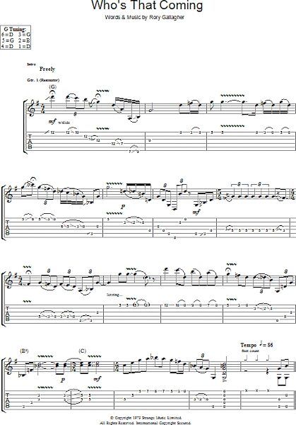 open zoom image for Who's That Coming - Guitar TAB, New, Main