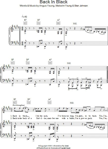 open zoom image for Back In Black - Piano/Vocal/Guitar, New, Main