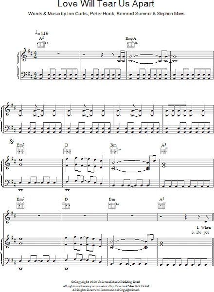 open zoom image for Love Will Tear Us Apart - Piano/Vocal/Guitar, New, Main