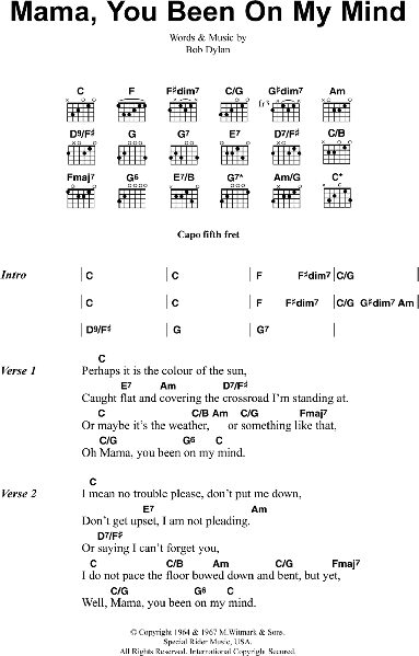 open zoom image for Mama, You Been On My Mind - Guitar Chords/Lyrics, New, Main