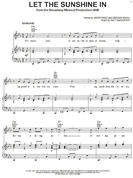 open zoom image for Let The Sunshine In - Piano/Vocal/Guitar, New, Main