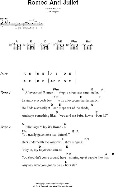 open zoom image for Romeo And Juliet - Guitar Chords/Lyrics, New, Main