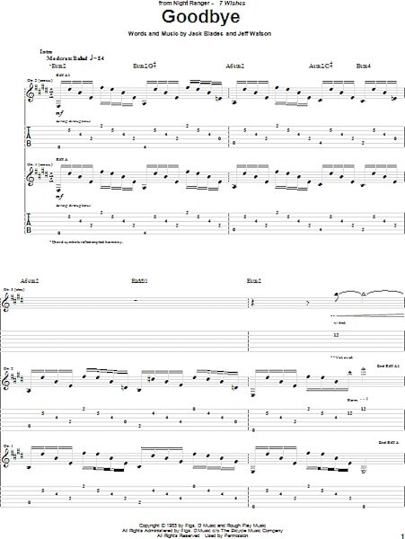 open zoom image for Goodbye - Guitar TAB, New, Main