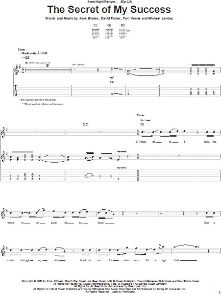 open zoom image for The Secret Of My Success - Guitar TAB, New, Main