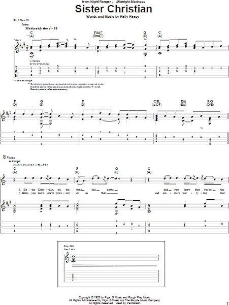 open zoom image for Sister Christian - Guitar TAB, New, Main