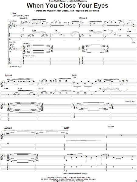 open zoom image for When You Close Your Eyes - Guitar TAB, New, Main