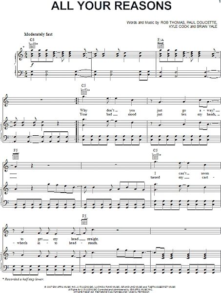 open zoom image for All Your Reasons - Piano/Vocal/Guitar, New, Main