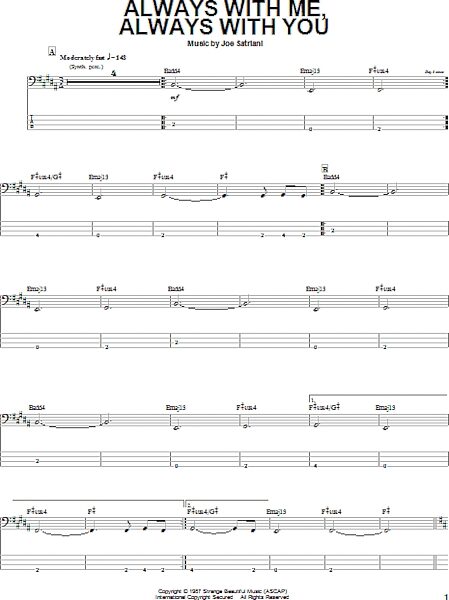open zoom image for Always With Me, Always With You - Bass Tab, New, Main