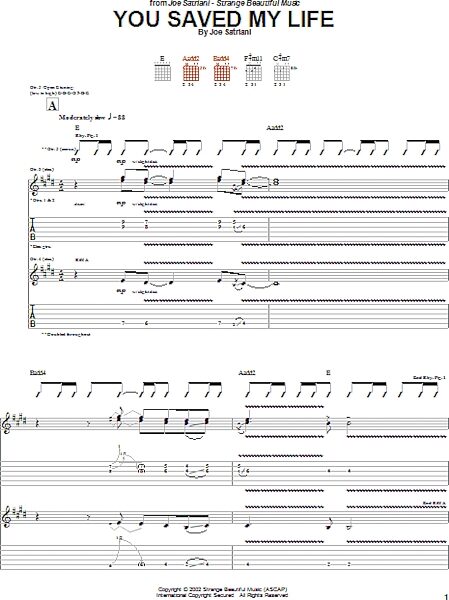 open zoom image for You Saved My Life - Guitar TAB, New, Main