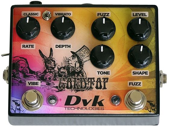 open zoom image for DVK Technologies GoldTop Fuzz and Vibrato Guitar Effect Pedal, Main