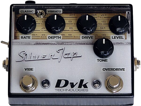 open zoom image for DVK Technologies SilverTop Overdrive and Vibrato Guitar Effect Pedal, Main