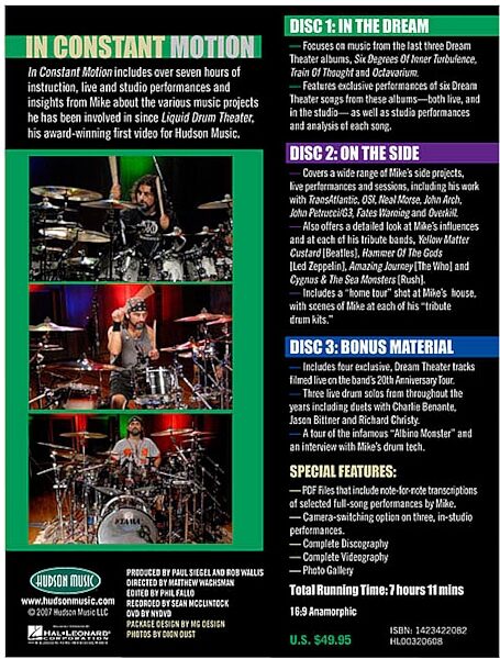 open zoom image for Hudson Music Mike Portnoy In Constant Motion Video, Back