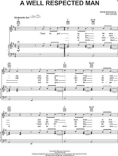 open zoom image for A Well Respected Man - Piano/Vocal/Guitar, New, Main