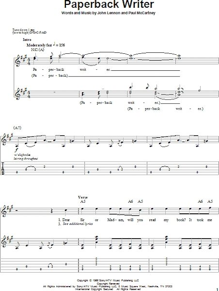 open zoom image for Paperback Writer - Guitar Tab Play-Along, New, Main