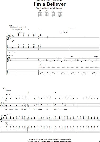 open zoom image for I'm A Believer - Guitar TAB, New, Main